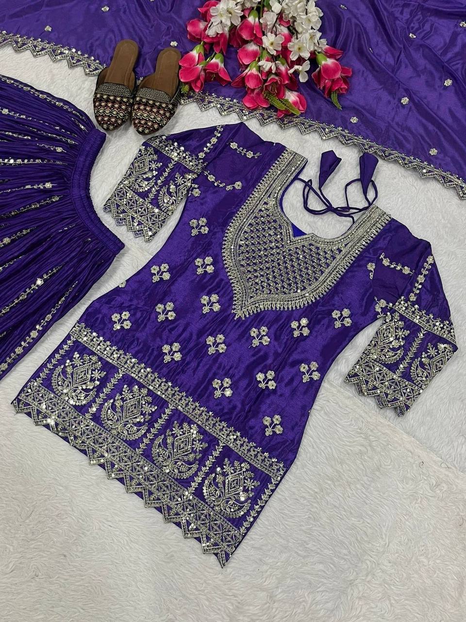 Regal Violet Heritage Embroidered Couture